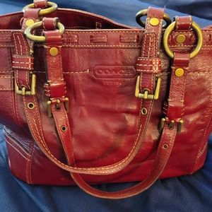 Coach Burgandy Red Patent Leather Shoulder Bag